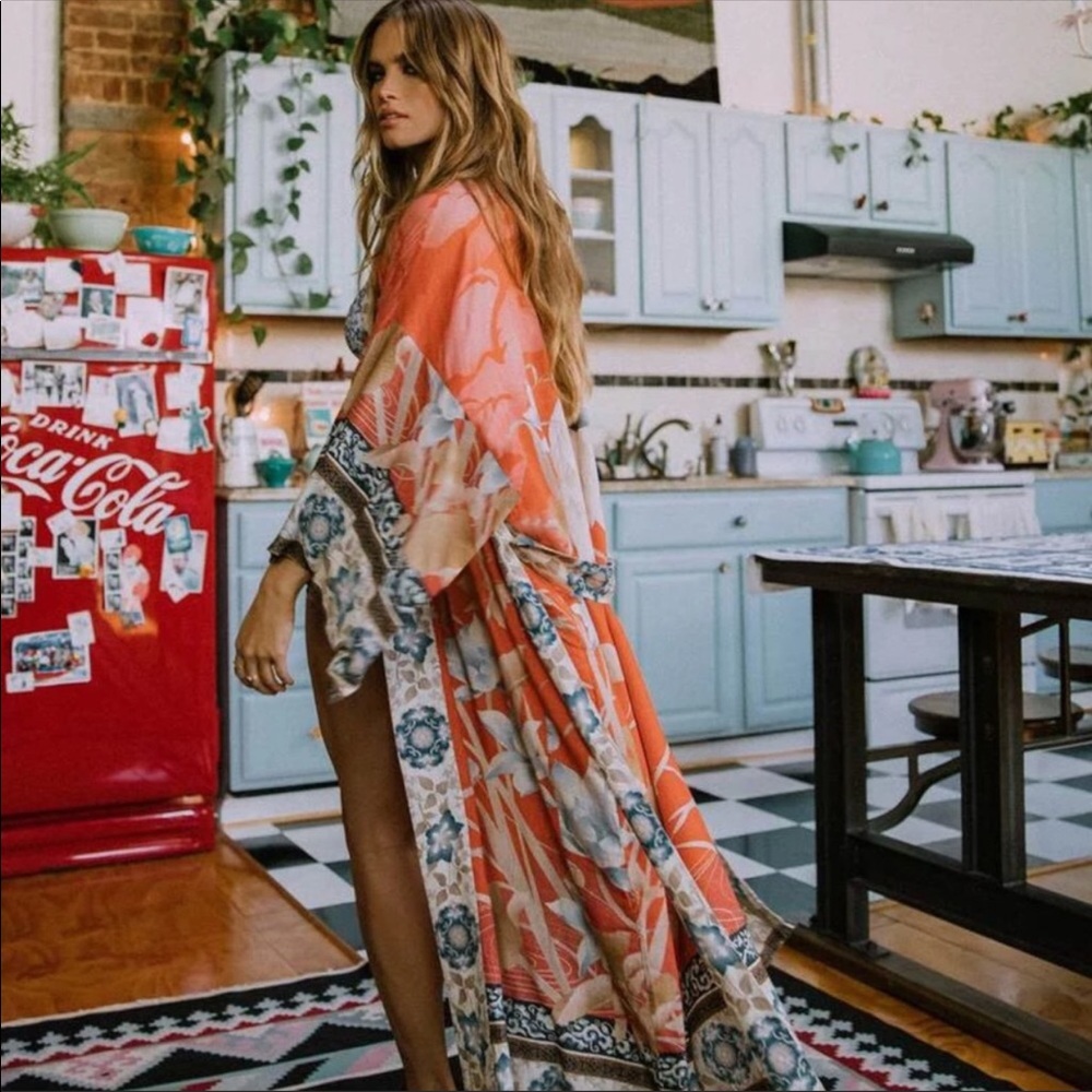 💃🏻ANYSSA Bohemian Flamingo Boho Kimono - Picture 1 of 10
